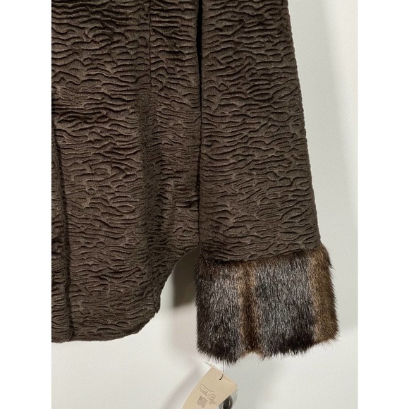 NEW NWT Tasha Polizzi Brown Textured Jacket Faux Fur Collar & Cuffs S M L XL - Picture 4 of 11